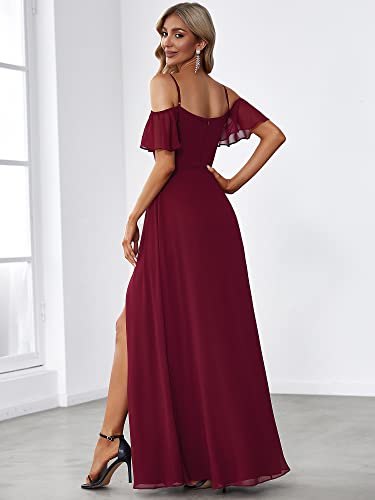 Image of Ever-Pretty Women's Formal Dresses Off Shoulder Short Sleeve Split A-Line Floor Length Bridesmaid Dresses 0237