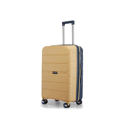 Image of Provogue Cascade Hard-Sided PP 65 Cm Trolley Bags for Travel Medium Size | Expandable Luggage Suitcase with 8 Wheels | Combination Lock | 5 Year Warranty (Golden Yellow /Blue Berry)