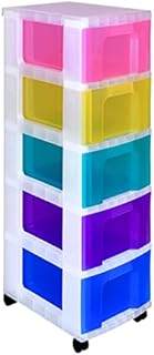 Really Useful Plastic Storage Unit 5 X 12 Litre Drawer - Color: Clear/Rainbow