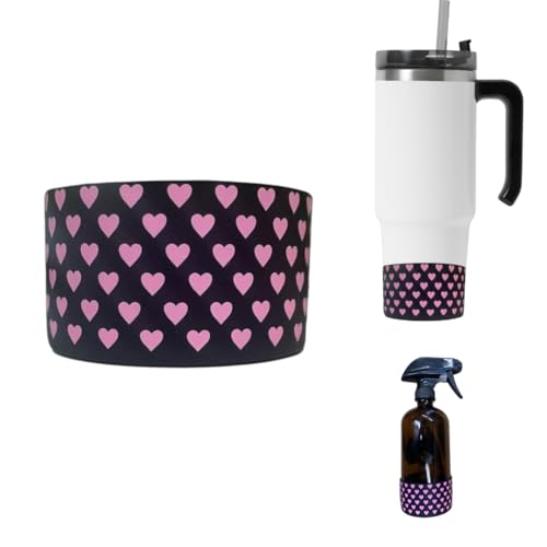 ROYALTY ESSENTIALS Tumbler Protective Silicone Boot Boots for Stanley Water Bottles Cute Anti-Slip Sleeve Cover Water Bottles Fits 2.8-2.95" Base (Hearts)