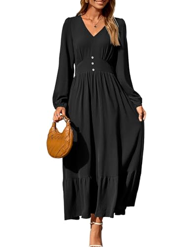 Dokotoo Black Dresses for Women 2025 Elegant Classy Trendy Long