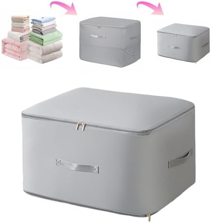 Ultra Space Saving Self Compression Organizer, Space Saving Self Compression Organizer for Comforters Compression Heavy Duty Storage Bag Large Capacity Organizer Bag for Blanket(Light Grey,X-Large)