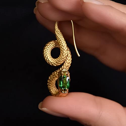 Crystal Snake Stud Earrings,Golden Fashion Earrings For Women Cubic Zirconia Snake Earrings Trendy Jewelry Gifts one of a kind earrings with tsavorites and matte yellow gold serpents's skin texture4