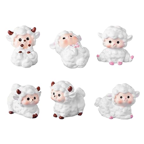 Jorzer Accessoires de Jardin de fées fée Jardin Mini Statue de Mouton Animal Figurine en Pot Micro-Paysage Ornement 6pcs