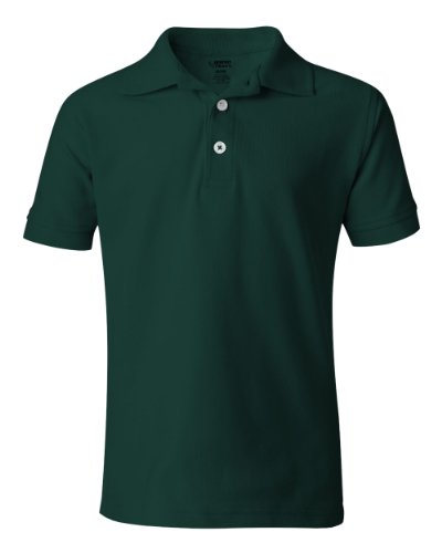Image of Unisex Short Sleeve Pique Knit Shirt by French Toast (Size 5, Hunter Green)