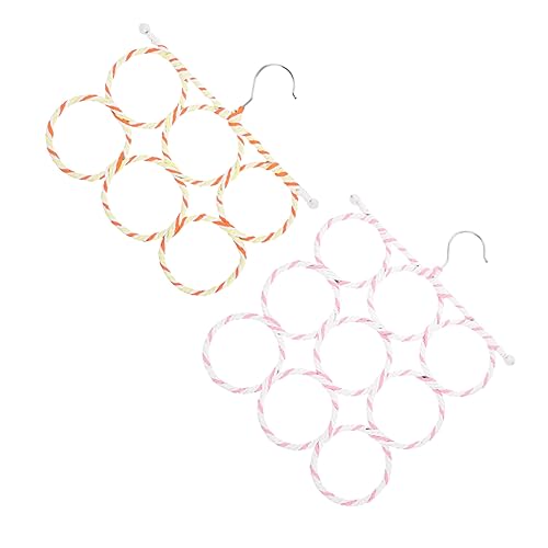 Cabilock 2Pcs Folding Scarf Hanger Versatile Home Organizer with Rattan Design for Scarves Ties Accessories Compact Space Saving Storage for Closet and Wardrobe