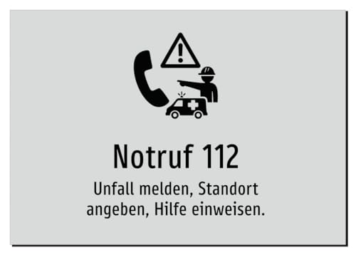 Notruf 112 - Unfall melden, Standort angeben, Hilfe einweisen. –