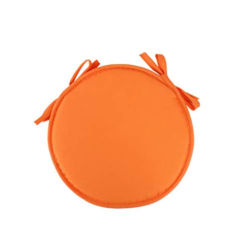 SIMPVALE Set of 4 Chair Cushions with Ties - Round Armchairs Seat Pads - for Home Garden Patio - Diameter 30cm - Orange