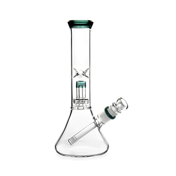 The7boX Glasbong mit Percolator 14,5 mm 28cm Eis Wasser Bong mit Chillum