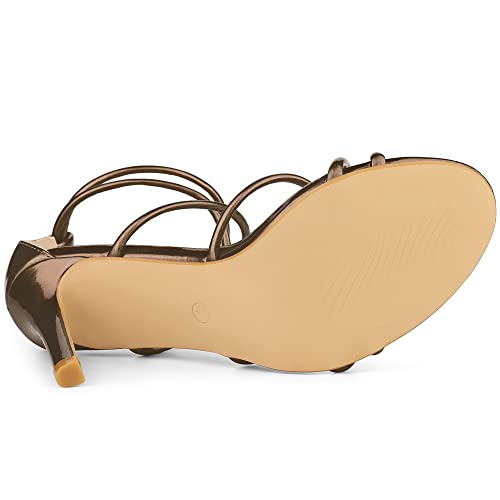 Allegra K Allegra K Women's Open Toe Strappy Straps Stiletto Heel Brown Sandals 6 M US