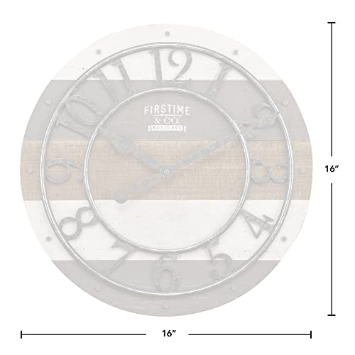 Firstime & Co. Multicolor Shabby Pallet Wall Clock, Vintage Decor For Living Room, Home Office, Round, Wood, Farmhouse, 16 Inches #TOP3