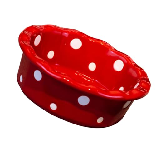FUNOMOCYA Ceramic Baking Bowl 350ml Polka Dot Red