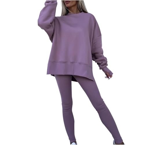 Conjunto de suéter y leggings acanalados para mujer en tejido de punto suave para descanso diario