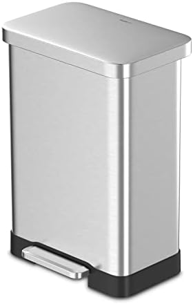 QUALIAZERO 75L/19.8Gal Heavy Duty Hands-Free Stainless Steel Commercial/Kitchen Step Trash Can, Fingerprint-Resistant Soft Close Lid, Rectangle Shape (75L Rectangle)