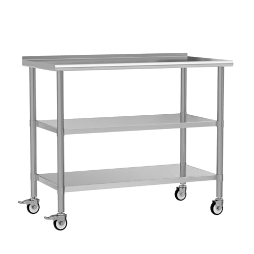 Stainless Steel Mobile Work Table with Shelves