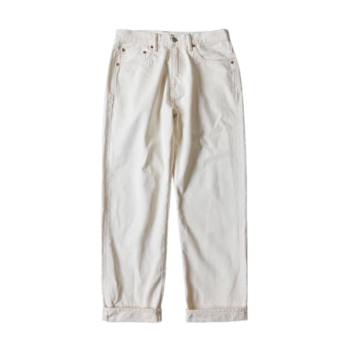 Men’S Casual Loose Fit Straight Selvedge Denim Full Length Jeans Zipper Fly Midweight Rugged Style Casual Wear Pants