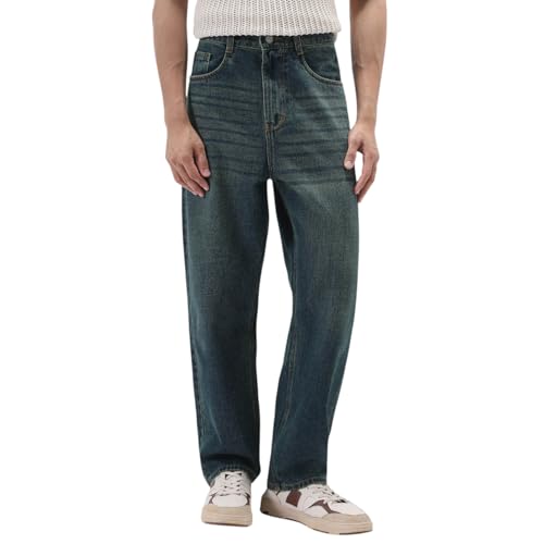 Image of Urbano Fashion Men's Loose Baggy Fit Heavy Washed Jeans Non-Stretchable