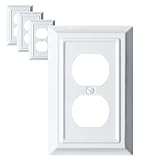 Funkiim Metal Decorative Wall Plate, Electrical Outlet Covers, Light Switch Covers, Thick and Durable Mid Size 3.16'' x 4.92'' Switch Plate in Various Styles (Pure White, 1 Gang Duplex 4 PK)