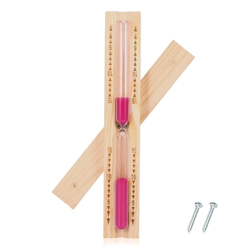 OurLeeme Wooden Rotating Sand Clock 15 Min, Hourglass Sand Timer 15 Minute Classic Wall-Mounted Heat Resistant Wood Hour Glass Sandglass for Sauna SPA Room