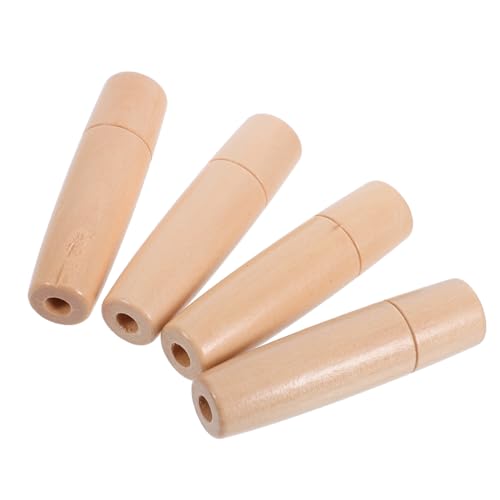 Happyyami Mango De Madera para Barbacoa 4 Piezas Herramienta De Cocina Mango Barnizado 8.8x2.3cm Agarre Seguro Fácil De Limpiar y