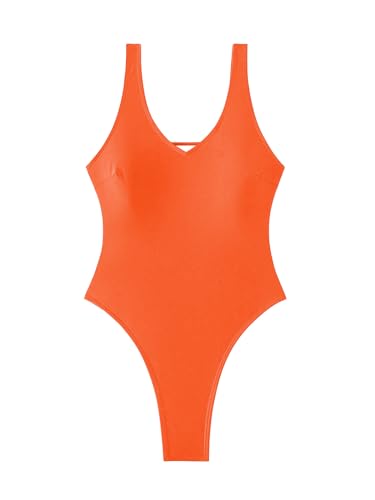 Image of Foxiny Sexy Backless Cheeky High Cut Leg Thong V Neck One Piece Swimsuit