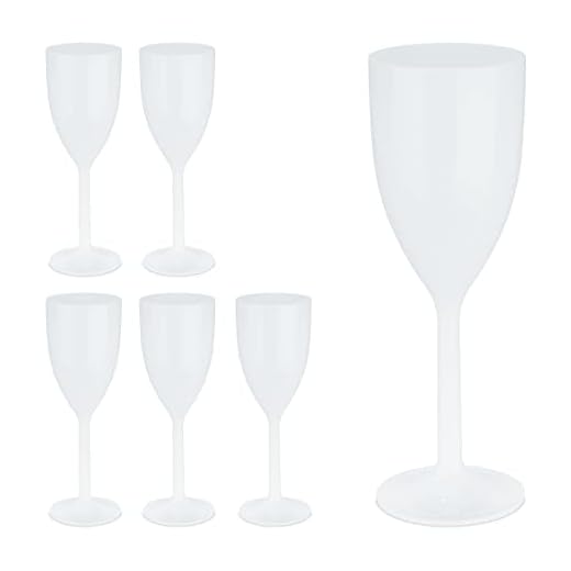Relaxdays Copas Vino Plástico, Set de 6, Irrompibles y Libres de BPA, 220 ml, Reutilizables, Vasos Camping, Blanco
