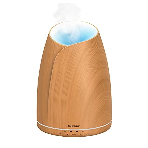 muson Sound Machine Diffuser Cool Mist Humidifier Diffuser for Essential Oil with Soothing Sound Music & 7 Color Mood Lights, Auto Shutoff (Wood Grain, Vase Shape)