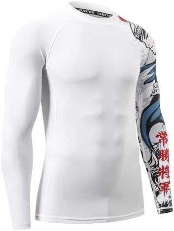 HUGE SPORTS Men's Splice UV Sun Protection UPF 50+ Skins Rash Vest Long Sleeves