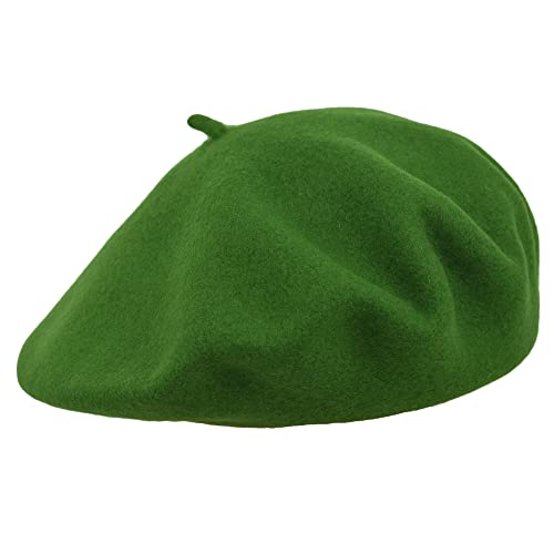 MELEGARI Bonnet Basque Femme | 100% Laine | Roma Beret | Made in Italy, Vert 40, Taille Unique Cover