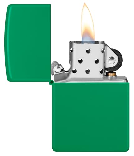 Image of Zippo 48629 Regular Grass Green Matte Model Windproof Pocket Fuel Refillable Lighter, BIS Certified