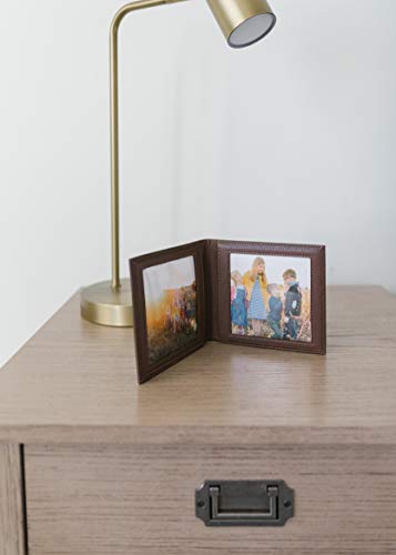 Karandu Double 4X4 Square Leather Picture Frame - Cognac #TOP2