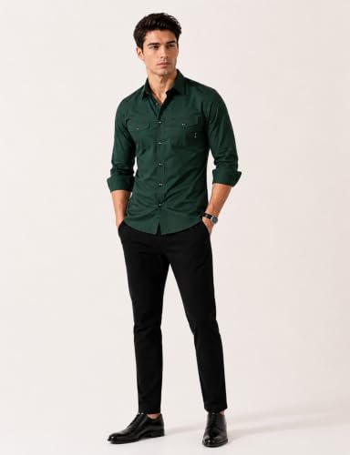 Image of Men's Double Flap Pocket | Regular Fit | Solid Spread Collar | Versatile Everyday Office Wear Comfortable |Stylish Design | Shirt