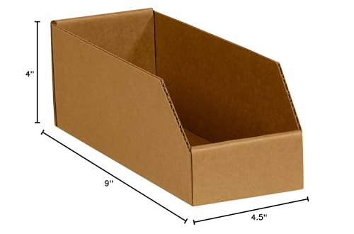Image of BOX USA BBINBIN49K Open Top Bin Boxes, 4 inch x 9 inch x 4 1 /2 inch, Kraft (Pack of 50)