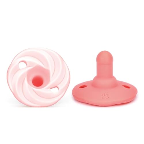 Image of Doodle & Co. Holland Classic Pacifier for New Born Babies | BPA Free Lead Free Natural Nipple Shape 100% Silicone for Infants | Helps Promote Healthy Oral Development | 0-3 Months | Blush /Peach
