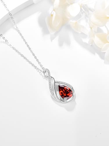 Teardrop Birthstone Necklace for Women 925 Sterling Silver Pear-Shaped Pendant Anniversary Mother's Day Birthday Jewelry Gifts for Her3