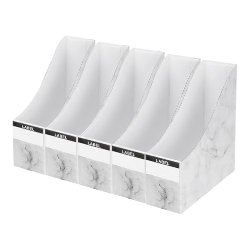 Porte-revues pliables PATIKIL en carton marbré lot de 5 pour ranger le bureau