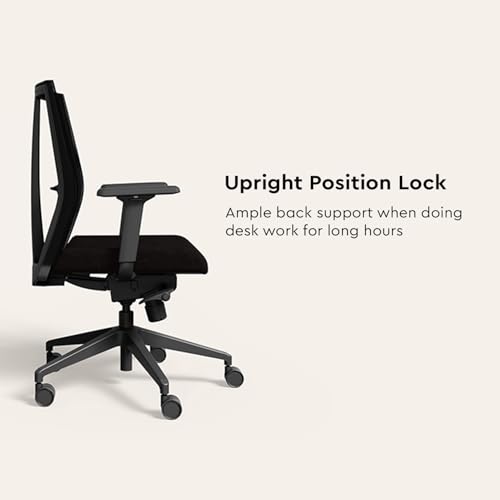 Image of Interio by Godrej Chair, Cross Full Back Large Knitted Fabric Ergonomic Chair (Black Ink), 1 Year Warranty, Adjustable Armrest