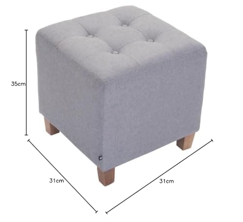 Image of Pouffes Bench Sitting Stool for Living Room Patio Kitchen Bench Puffy Wooden Mudda Ottoman Stools Footstool Pouf Square(Gray)