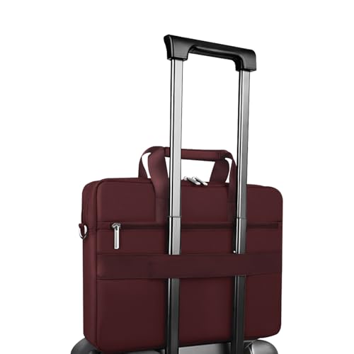 Image of GRIPP Hugo Laptop Sleeve Bag for Laptop /MacBook up to 14 Inch, Detachable Shoulder Strap, Carry Handle, Trolley Sleeve, Tablet Compartment, Multiple Organisers, Office and Travel Bag - Maroon