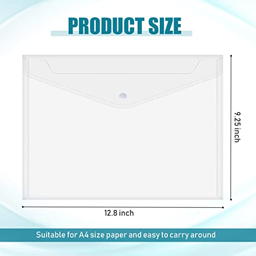 100 Pcs Clear Envelopes With Snap Button Closure A4 Letter Size Plastic Envelope Folder Poly Document Envelopes With Button Closure File Folders For School Home Office (Clear, Simple Style) #TOP2