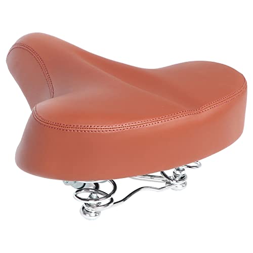 Avasta Comfortable Bicycle Saddle Bike Seat Replacement With Dual Shock Absorbing Wide City Bike Seat Brown #TOP3