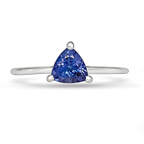 Natural Blue Tanzanite 925 Solid Sterling Silver Engagement Ring Size 5.75, 6, 7.75, 8, 8.75, 9