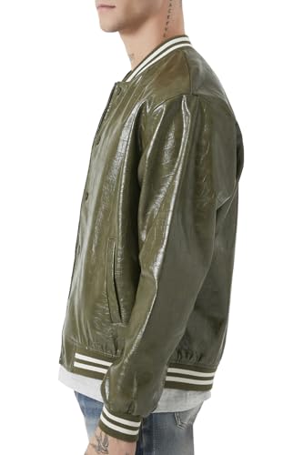 Forever 21 Men's Faux Croc Varsity Bomber Jacket2