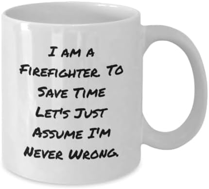 Firefighter Keepsake White Coffee Mug for Him Birthday Gift Ceramic 11oz image 5