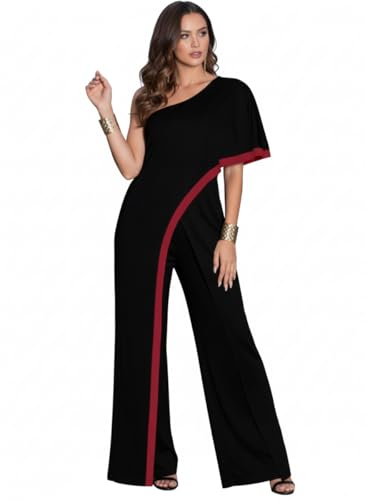 Image of KOH KOH Womens 2026 One Off Shoulder Asymmetric Long Pant Jumpsuit Romper