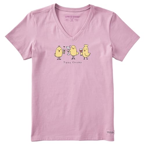 T-shirt Tipsy Chicks à col en V pour femme en coton léger doux et respirant