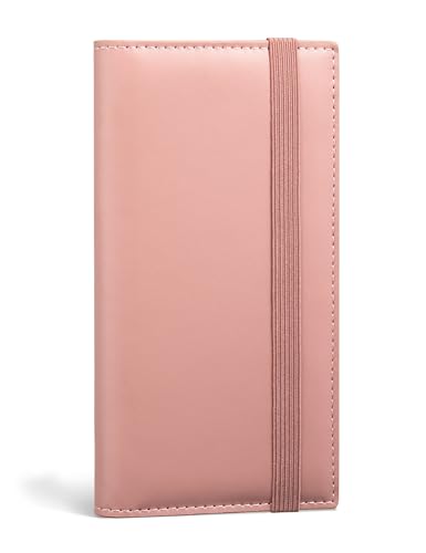 Image of Yarnic Checkbook Cover for Personal Checkbook Holder (Blush Pink) | Check Book Covers with Pen Holder & Built-in Clear Plastic Divider for Duplicate Checks
