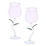 Ipetboom 2 Piezas Copas de Vino con Forma de Rosa de Vidrio Resistente de Copas Altas para Cócteles Jugos y Celebraciones Diseño y Elegante para Bodas y Reuniones Especiales