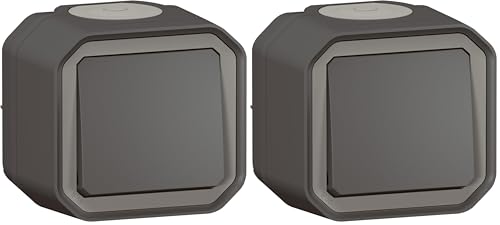 Bouton poussoir NO LEGRAND Plexo Anthracite étanche IP55 saillie x2