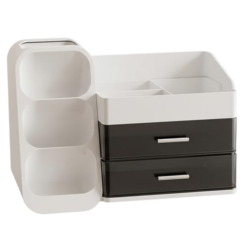 Rangement cosmétique blanc au design épuré et compartiments à 2 niveaux - 2